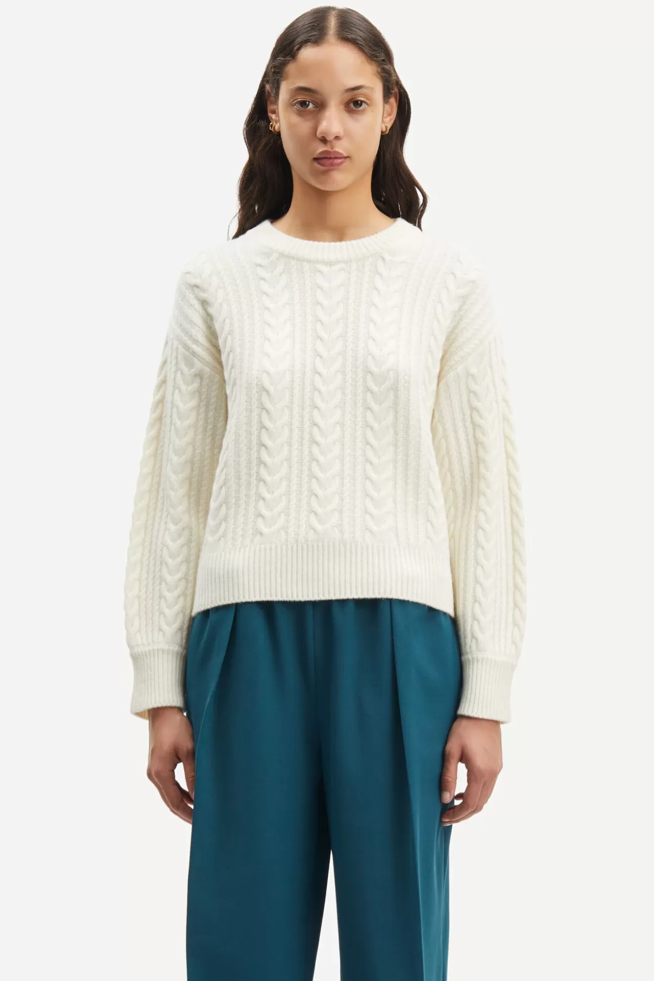 Damen Samsøe Samsøe Strickwaren | Amelia crew neck 15023 Arctic Wolf