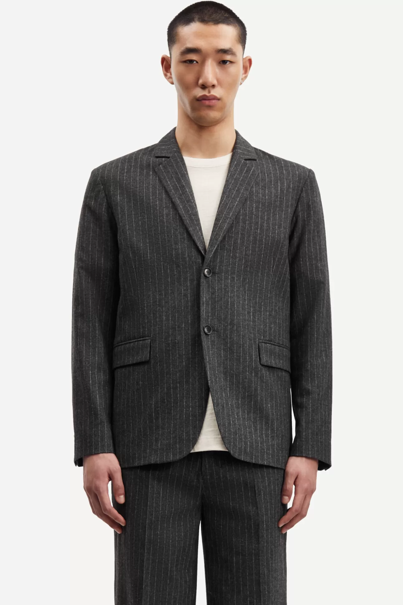 Herren Samsøe Samsøe Jacken & Mäntel | Cho blazer jacket 14996 Dark Grey Pinstripe