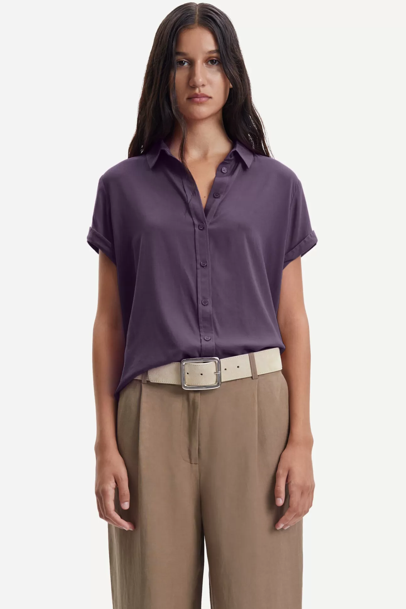 Damen Samsøe Samsøe Hemden & Blusen | Majan ss shirt 9942 Sweet Grape