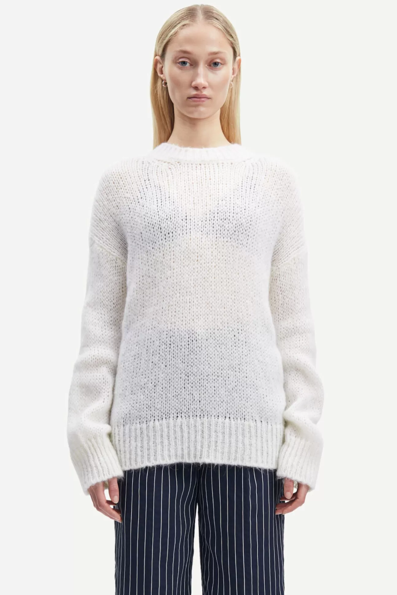 Damen Samsøe Samsøe Strickwaren | Sarah crew neck 14943 WHITE